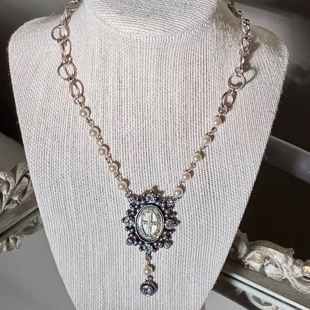 Virgins saints & Angels oval San Benito Necklace